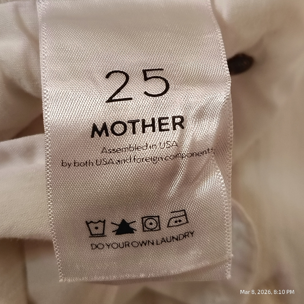 MOTHER The Dazzler Shift Jeans Women 25 Act Natural Made in USA Designer WHITE - Picture 5 of 12